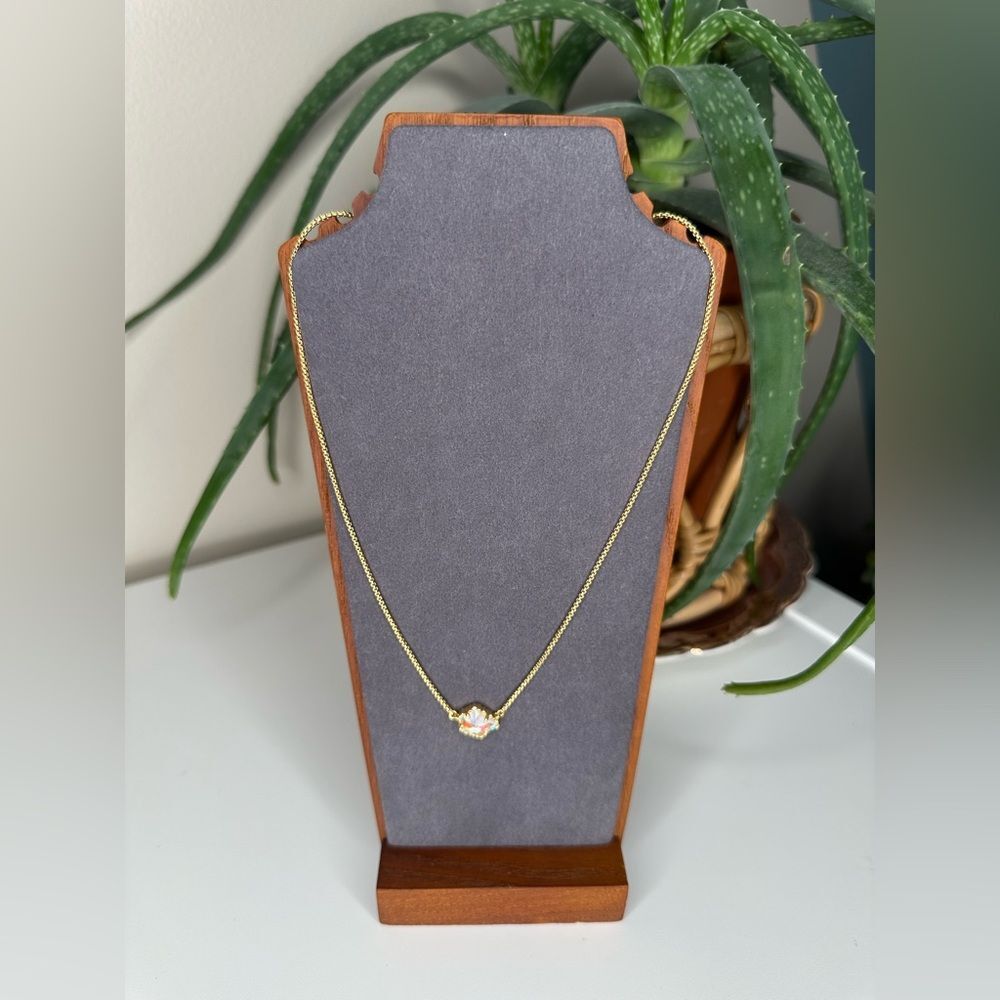 Kendra Scott Gold-Tone Iridescent Pendant Necklace 16-18” Adjustable NWT - Picture 3 of 10